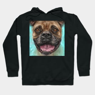 Contemporary Painting of a Brown Boxer Dog with a Big Smile and Big Pink Tongue Hoodie